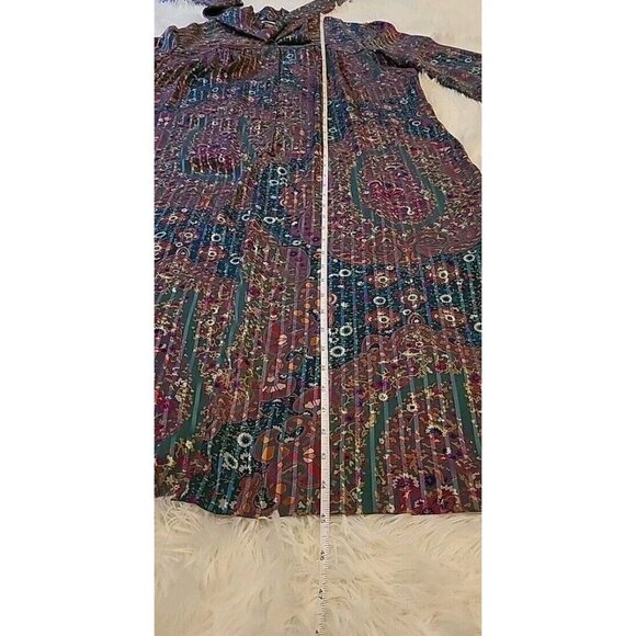 Lady Jennifer Kaftan Style Long Button Dress 18 XXL Paisley Floral Green Bow EUC - Picture 13 of 15